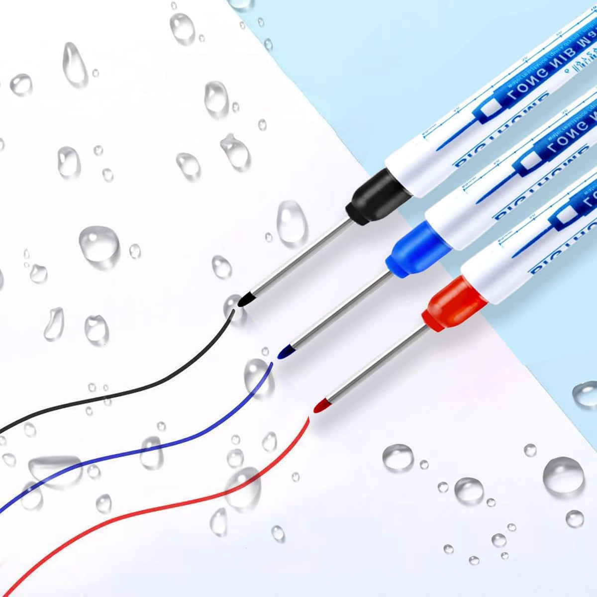 8Pcs Deep Reach Markers Waterproof Deep Hole Marker Pens 34mm Construction Markers Permanent Ink Quick-Dry Long Nib Marker Drill Long Nose Metal Marking Pen for Carpenters Construction (White)