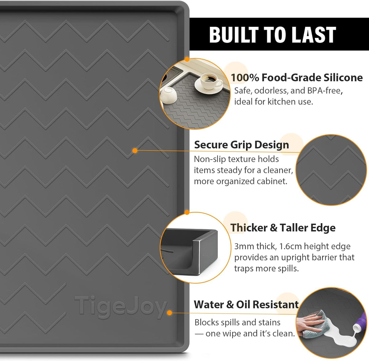 Under Sink Mats for Kitchen Waterproof 34" x 22", Cabinet Liner