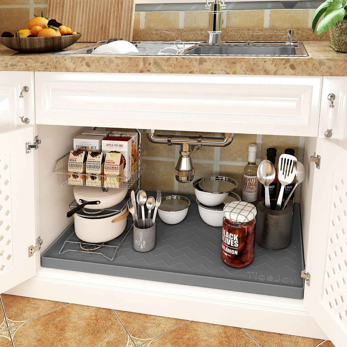 Under Sink Mats for Kitchen Waterproof 34" x 22", Cabinet Liner