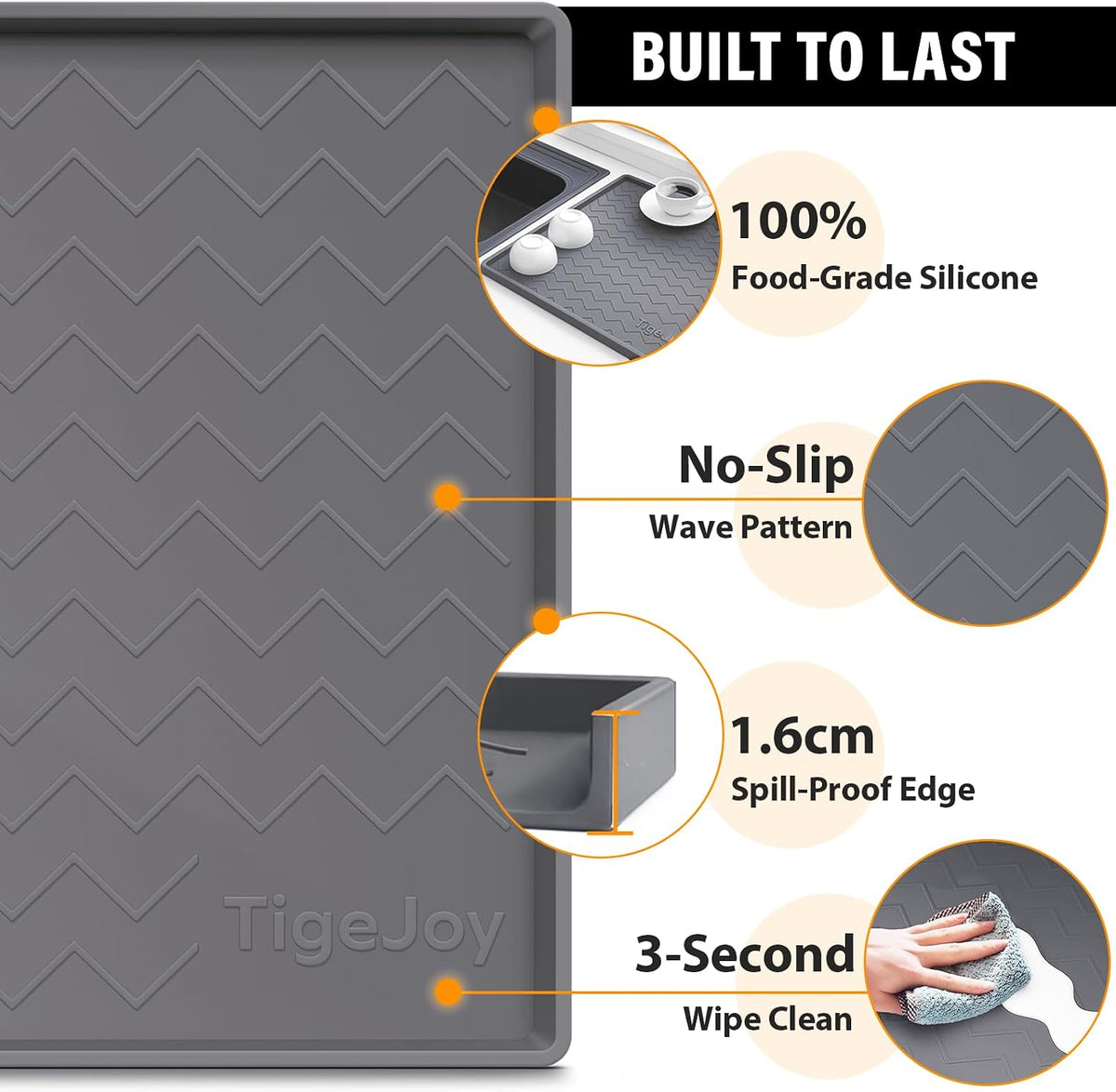 Under Sink Mats for Kitchen Waterproof 34" x 22", Cabinet Liner