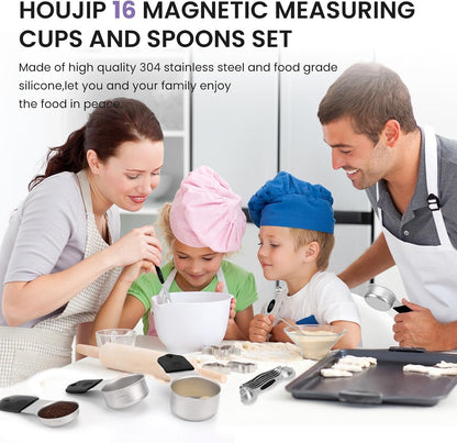 Magnetic Measuring Cups and Spoons Set-Heavy Duty 304 Stainless Steel