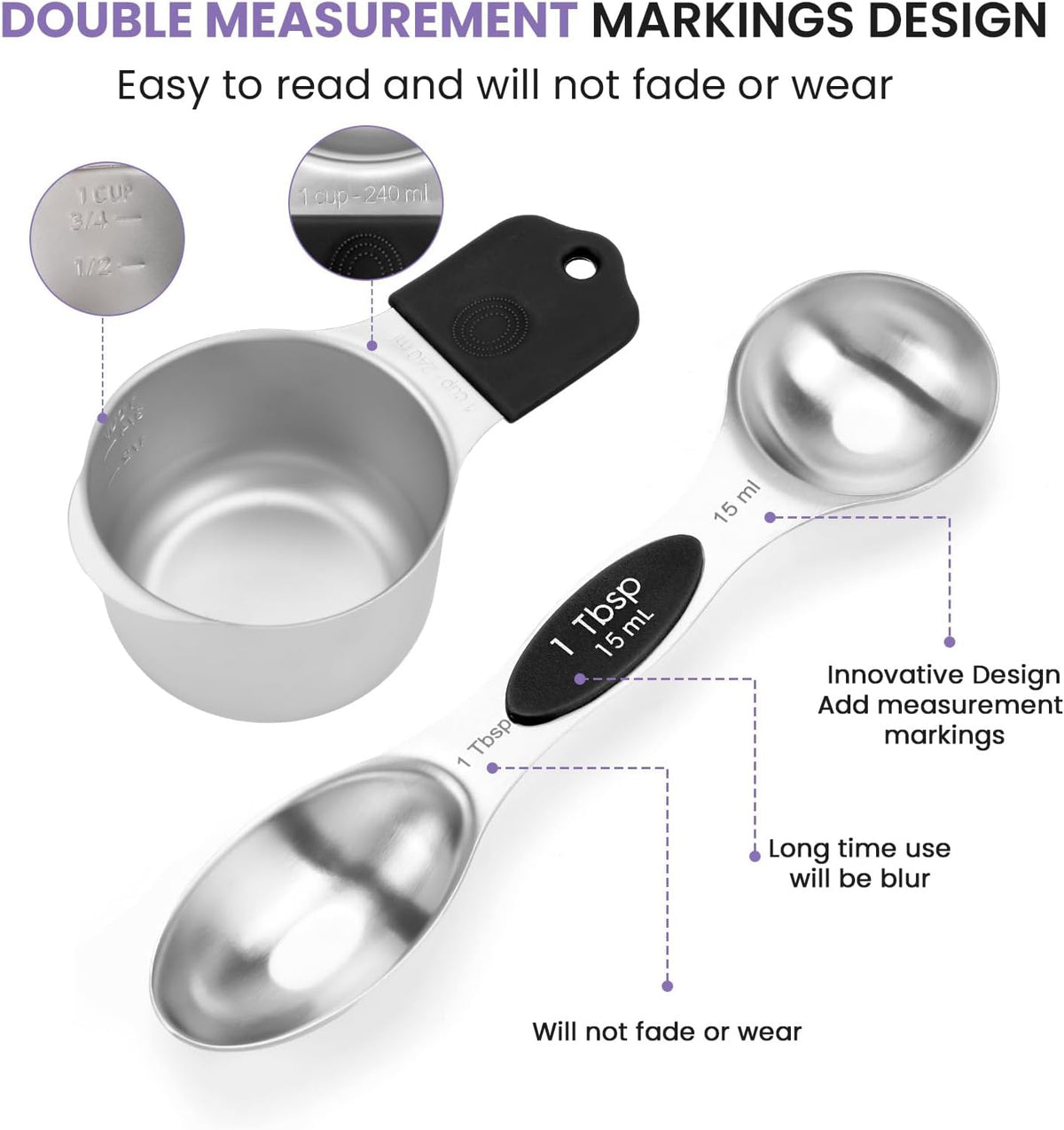Magnetic Measuring Cups and Spoons Set-Heavy Duty 304 Stainless Steel