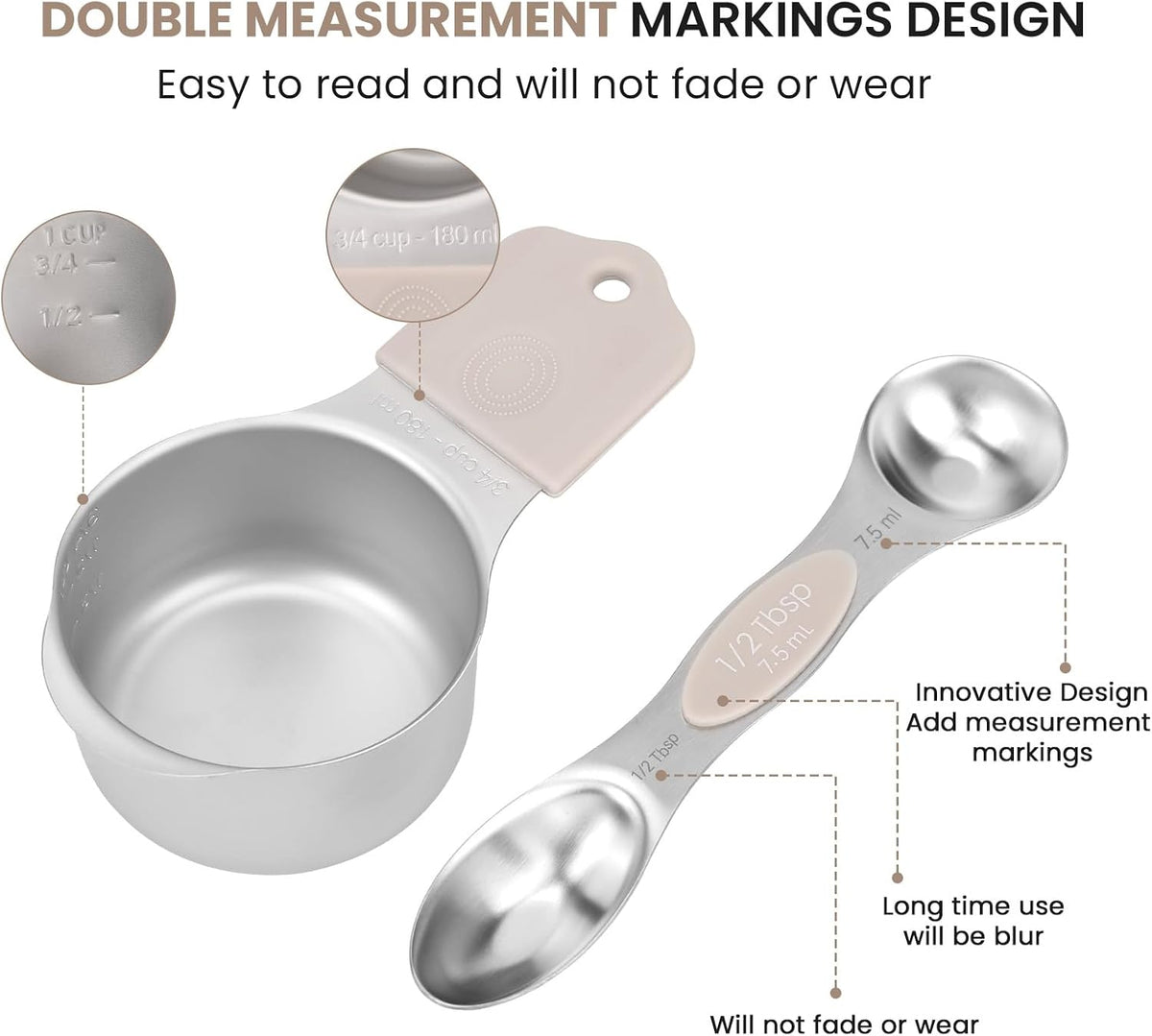 Magnetic Measuring Cups and Spoons Set-Heavy Duty 304 Stainless Steel