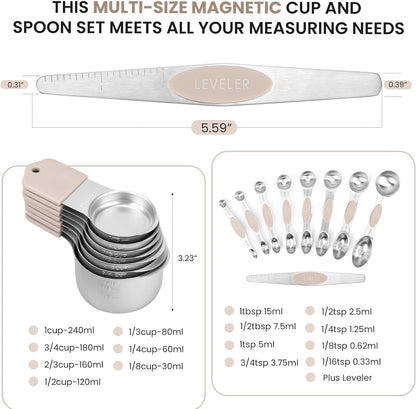 Magnetic Measuring Cups and Spoons Set-Heavy Duty 304 Stainless Steel