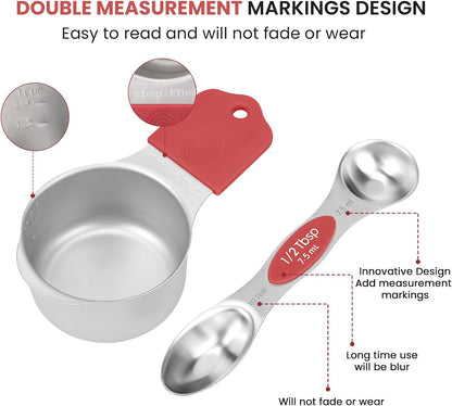 Magnetic Measuring Cups and Spoons Set-Heavy Duty 304 Stainless Steel
