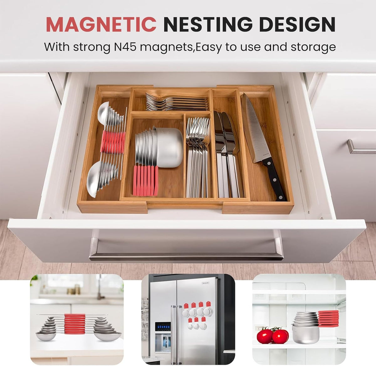 Magnetic Measuring Cups and Spoons Set-Heavy Duty 304 Stainless Steel