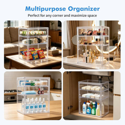 X-LARGE Baby Bottle Organizer, Upgraded Bottle Storage Organizer Baby for Countertop Cabinet, Removable Baby Organizer with Magnetic Door, Bottle Station Organizer for Nipples, Pump Parts, THICKENED