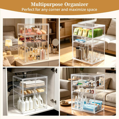 X-LARGE Baby Bottle Organizer, Upgraded Bottle Storage Organizer Baby for Countertop Cabinet, Removable Baby Organizer with Magnetic Door, Bottle Station Organizer for Nipples, Pump Parts, THICKENED