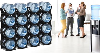 Bariboo Stackable Water Bottle Storage Rack Best Water Jugs 5 Gallon Organizer. Jug Holder for Kitchen, Cabinet and Office Organizing. Reinforced Polypropylene (Silver, 4 No Shelf)
