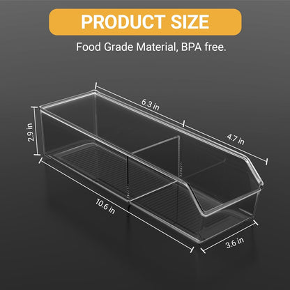 Tea Bag Organizer, Tea Bag Holder, Clear Plastic Tea Organizer for Cabinet, 2 Compartment Storage for Tea, Coffee, Sugar, Seasoning Packets, Fridge, Tabletop, Kitchen Countertop