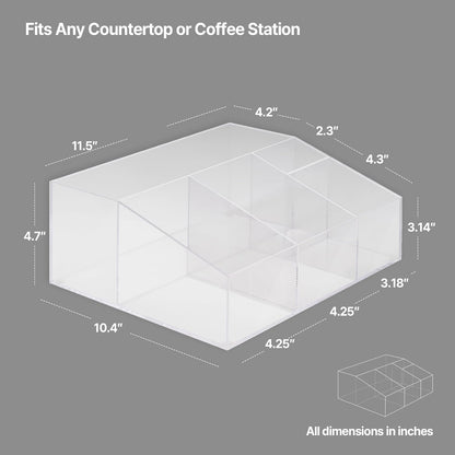 Coffee Bar Organizer for Countertop – Wooden Coffee Caddy with Compartments for Pods, Sugar Packets, and Accessories – Coffee Condiment Station Storage for Home and Office (Black)