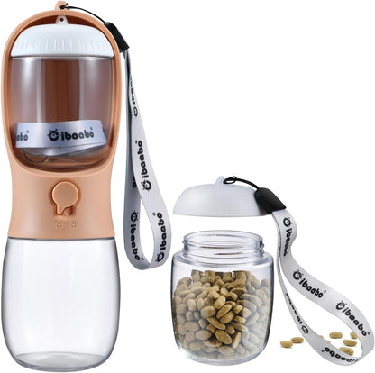 Cibaabo Dog Water Bottle with Food Container, Travel Puppy Water Bowl, Portable Pet Dispenser, Girl Dog Mom Gifts Accessories Stuff Essentials Necessities for Yorkie Chihuahua Cat Walking and Hiking