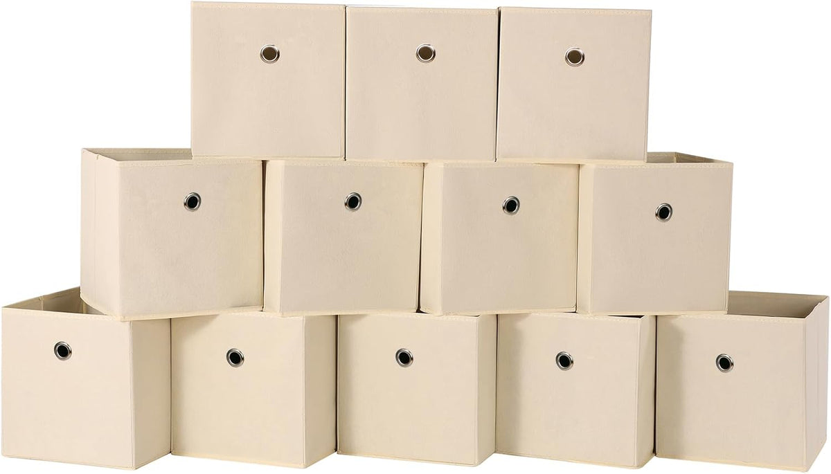 Black Foldable Storage Cubes Bins ,11 Inch Cloth Storage Cube Fabric Storage Box Cubes Organizer Baskets with Handles for Home Organizer Set of 3 (Black)