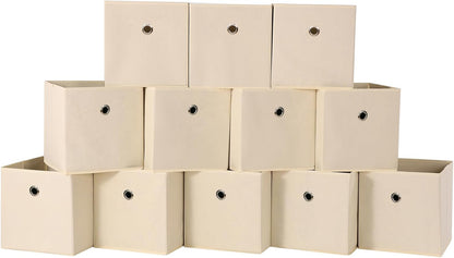 Black Foldable Storage Cubes Bins ,11 Inch Cloth Storage Cube Fabric Storage Box Cubes Organizer Baskets with Handles for Home Organizer Set of 3 (Black)