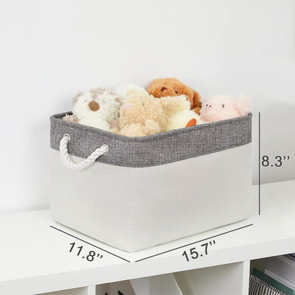 Fabric Storage Bins 12x8x5 inch [6-Pack] with Rope Handles - Decorative Baskets for Organizing