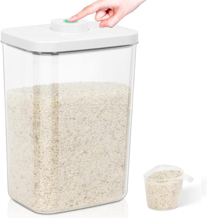 TBMax Rice Flour Storage Container with Automatic Flip-up Lid 25 Lbs | 12.68 Qt, Tall and Narrow Food Storage Flour Bin for Kitchen Pantry Organization, Pet Dog Cat Food Storage Container