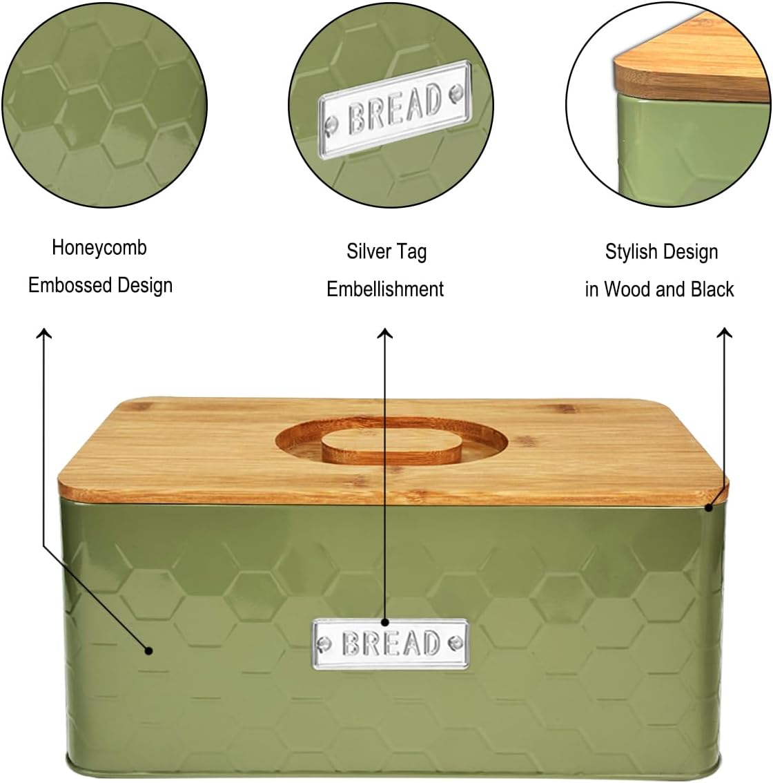 vensovo Bread Box for Countertop – Large White Metal Bread Bin with Bamboo Cutting Board Lid, Farmhouse Bread Storage Container for Homemade Bread, Baked Goods & Kitchen Counter Organization