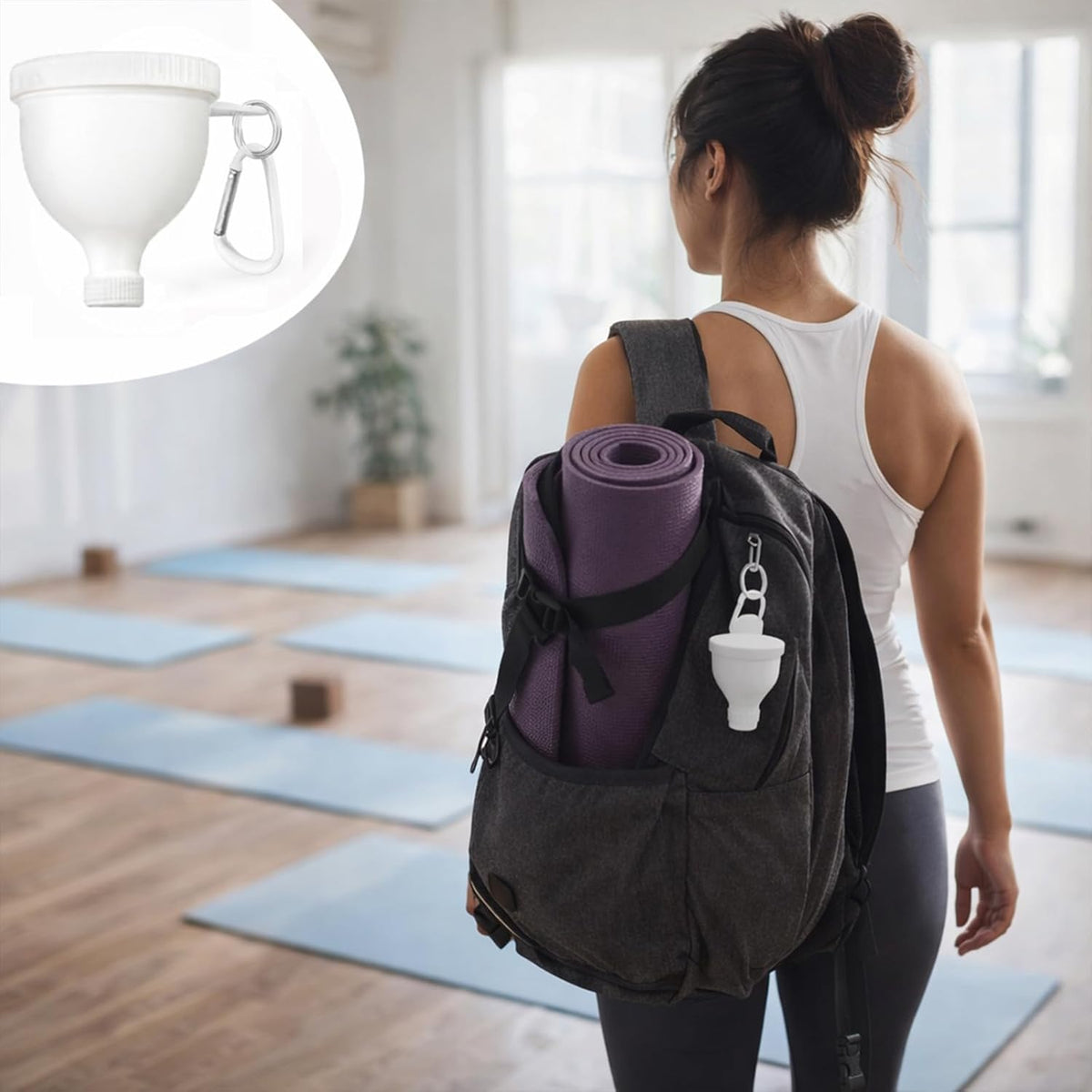 2 Pack Premium Protein Powder Containers - Portable Pre Workout and Protein Funnels for Filling Water Bottles, Shaker Bottles w/Protein Powder,with Sturdy Carabiners（50ml）
