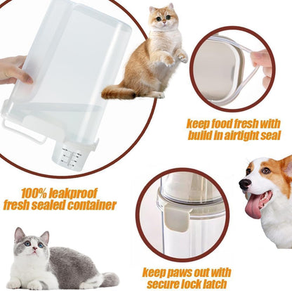 Dog Cat Food Storage Container 3-5lb, Pet Food Container Airtight with Large Spout & Cup, BPA-Free Plastic Food Dispenser for Pet Food, Bird Seed, Rice, Flour (Pink (3L-1pack))