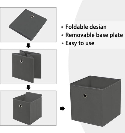 Black Foldable Storage Cubes Bins ,11 Inch Cloth Storage Cube Fabric Storage Box Cubes Organizer Baskets with Handles for Home Organizer Set of 3 (Black)