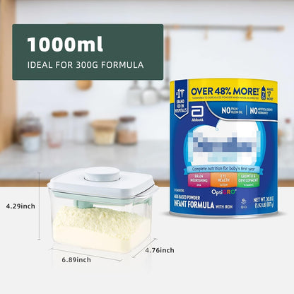 Formula Container to Go- 1700ml Pop Top Milk Powder Container, BPA-Free Airtight Formula Dispenser with Scoop and Scraper, 21OZ, 1.32LB, 600g, Clear