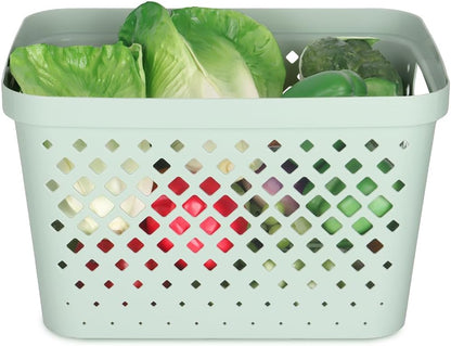 Glad Plastic Baskets for Organizing, Set of 6 | Pantry Storage for Under Counter, Linen Closet, and Bathroom | Nesting Shelf Bins with Handles, 1 Gallon, Grey
