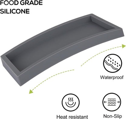 Small Silicone Bathroom Vanity Tray Rectangle Soap and Sponge Holder Kitchen Sink Organizer for Scrubber, Lotion Bottles, Perfume, Jewelry, Candle, Key Trinket Ring, Black