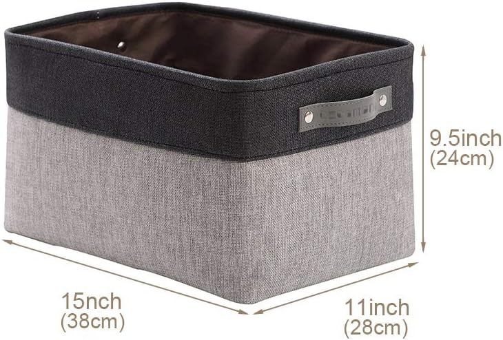 DECOMOMO Storage Bins, Large Fabric Storage Baskets for Shelves, Decorative Linen Closet Organizer, 15 x 11 x 9.5 inches (Beige & White, 3 Pack)
