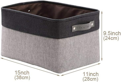 DECOMOMO Storage Bins, Large Fabric Storage Baskets for Shelves, Decorative Linen Closet Organizer, 15 x 11 x 9.5 inches (Beige & White, 3 Pack)