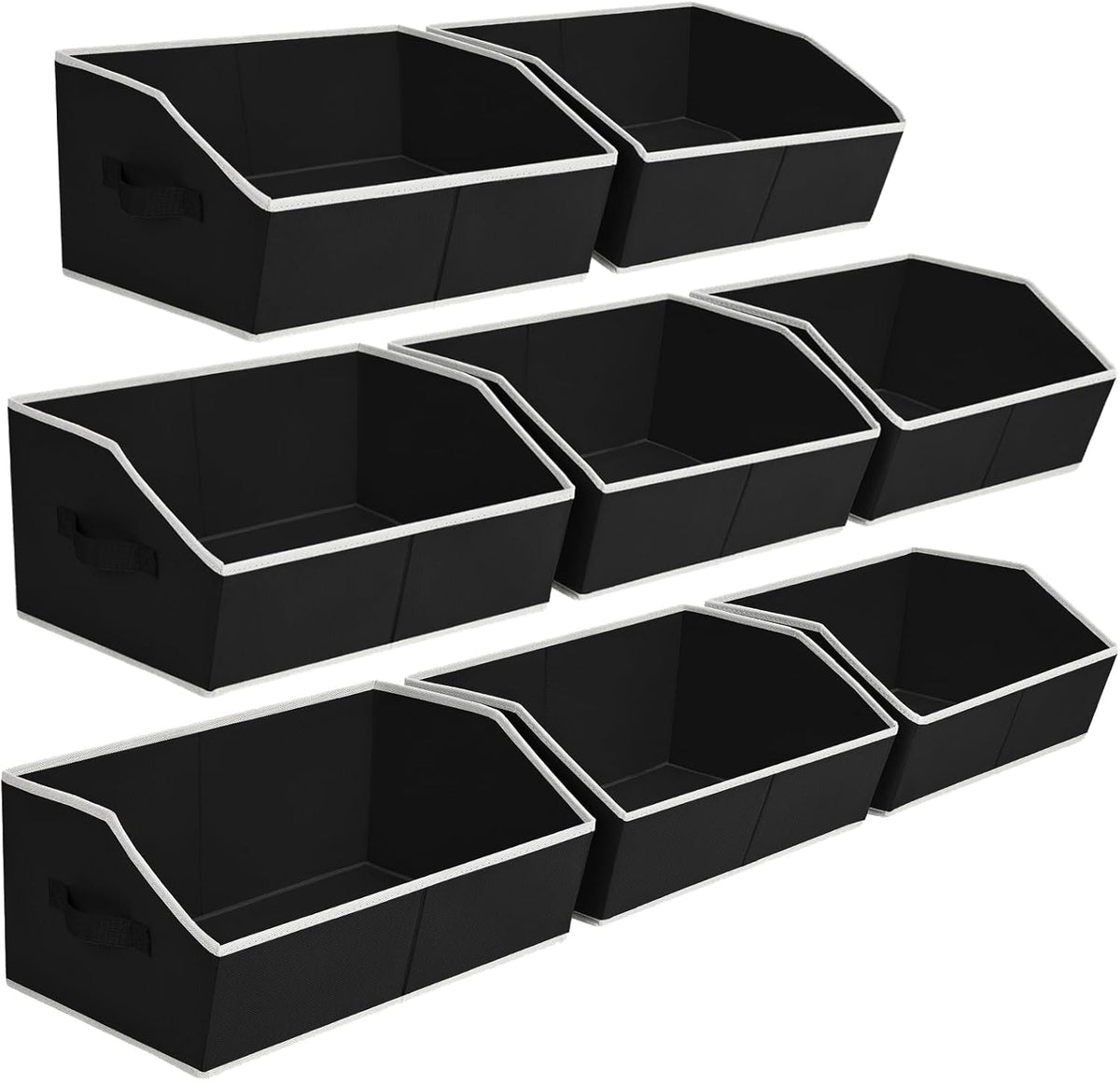 Homsorout Closet Organizers Bins 6 Packs - Large Closet Shelf Organizer with Handles, Fabric Trapezoid Storage Bins, Collapsible Storage Cubes for Clothes, Towels, Light Gray