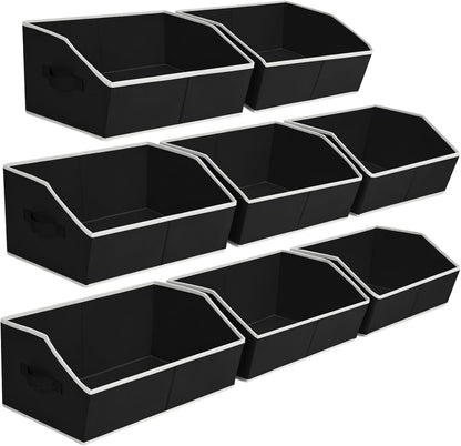 Homsorout Closet Organizers Bins 6 Packs - Large Closet Shelf Organizer with Handles, Fabric Trapezoid Storage Bins, Collapsible Storage Cubes for Clothes, Towels, Light Gray