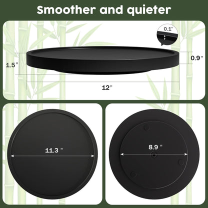 Lazy Susan Organizer, 10 Inch Non-Skid Bamboo Turntable Organizer for Salt Pepper Olive Oil and Spices Next to Stove, Wooden Lazy Susan for Table or Kitchen Countertop Organizer
