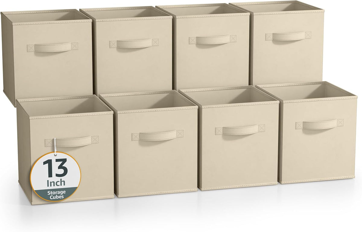 Sorbus Fabric Storage Cubes - 8 Foldable Storage Bins for Organizing Pantry, Cubbies, Toy Box - Clothes Storage & Closet Organizer - 11 Inch Collapsible Cube Baskets for Shelves with Handle