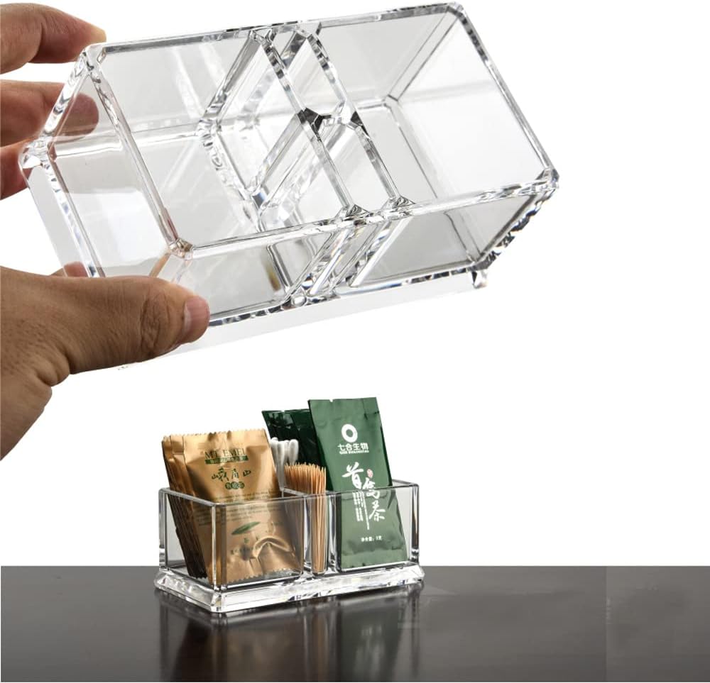Clear Acrylic Two Lattices Tea Bags Holder Coffee Sugar Bag Case Guest Room Storage Boxes YTBH-001