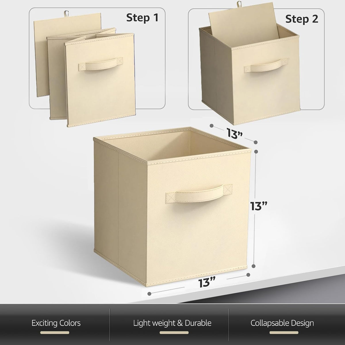 Sorbus Fabric Storage Cubes - 8 Foldable Storage Bins for Organizing Pantry, Cubbies, Toy Box - Clothes Storage & Closet Organizer - 11 Inch Collapsible Cube Baskets for Shelves with Handle