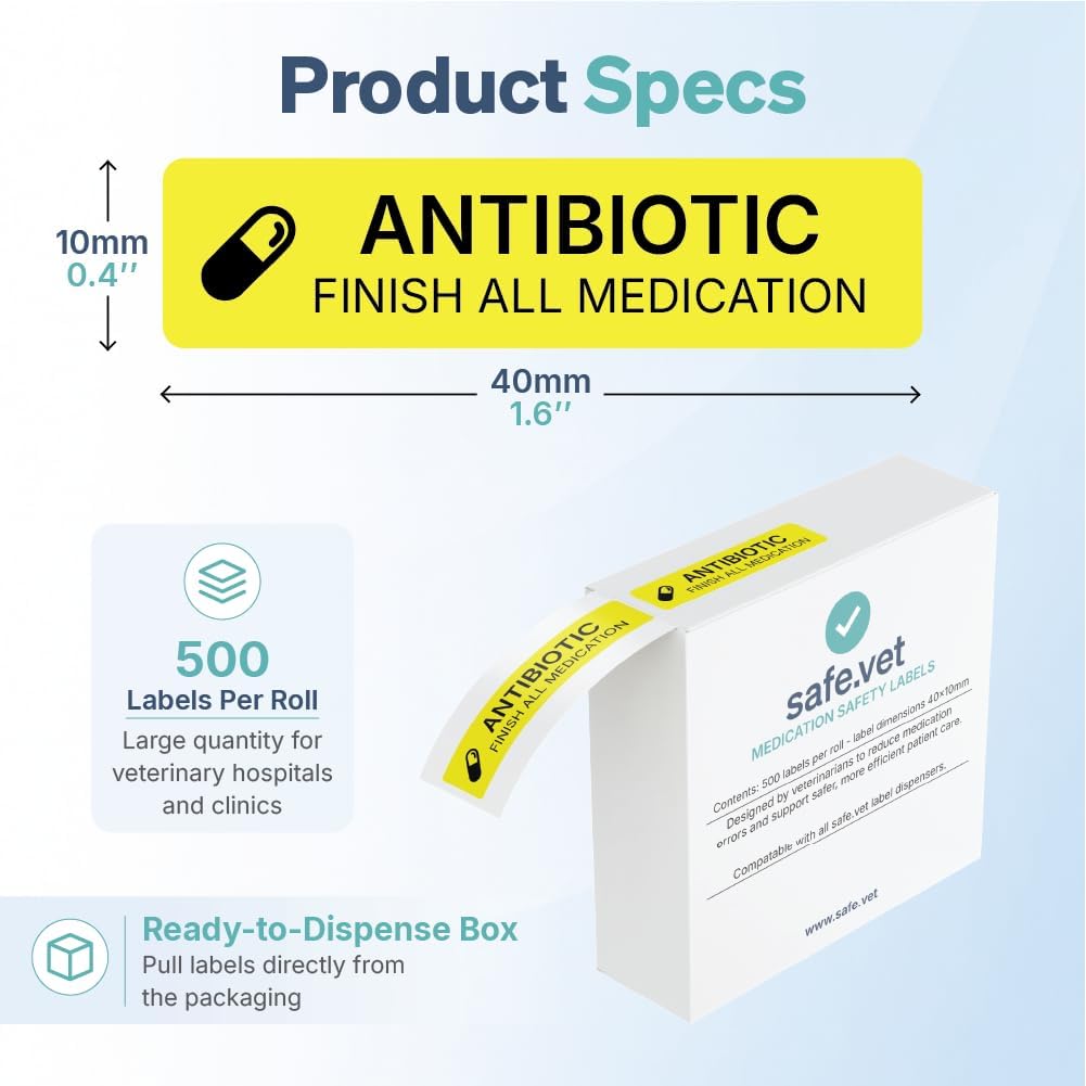 Dispensed Medication Veterinary Pharmacy Labels | Roll of 500 | Clinical-Grade Color-Coded Stickers for Medication Bottles (Refrigerate)