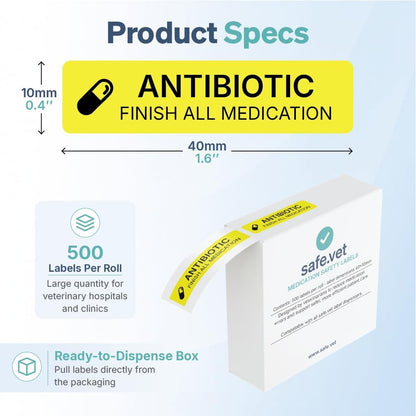 Dispensed Medication Veterinary Pharmacy Labels | Roll of 500 | Clinical-Grade Color-Coded Stickers for Medication Bottles (Refrigerate)