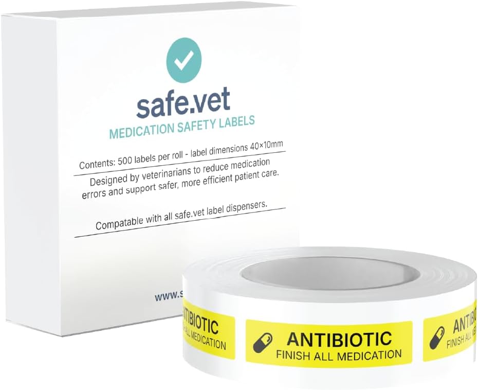 Dispensed Medication Veterinary Pharmacy Labels | Roll of 500 | Clinical-Grade Color-Coded Stickers for Medication Bottles (Refrigerate)