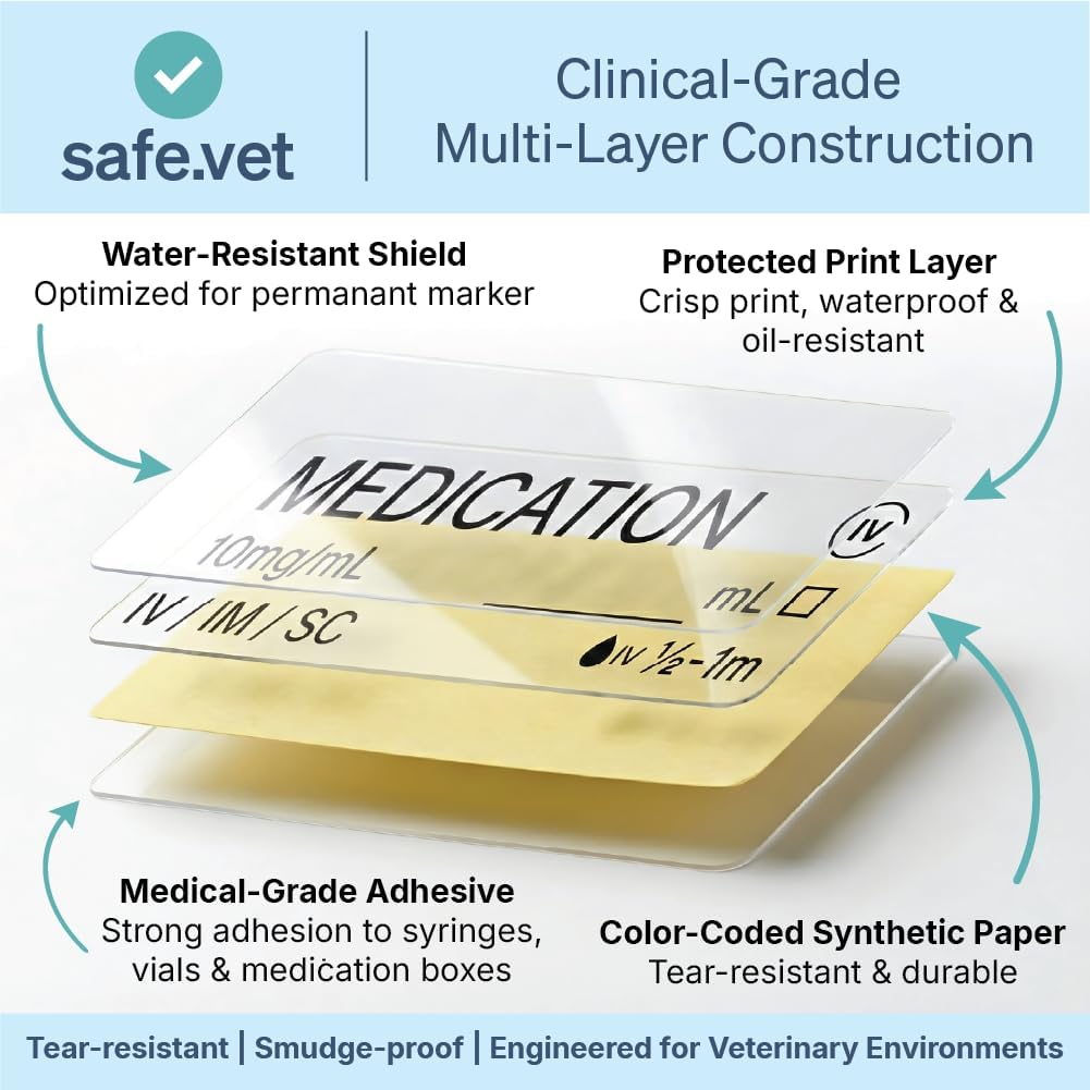 Dispensed Medication Veterinary Pharmacy Labels | Roll of 500 | Clinical-Grade Color-Coded Stickers for Medication Bottles (Refrigerate)