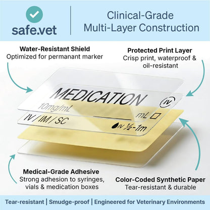 Dispensed Medication Veterinary Pharmacy Labels | Roll of 500 | Clinical-Grade Color-Coded Stickers for Medication Bottles (Refrigerate)