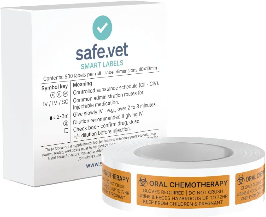 Dispensed Medication Veterinary Pharmacy Labels | Roll of 500 | Clinical-Grade Color-Coded Stickers for Medication Bottles (Refrigerate)