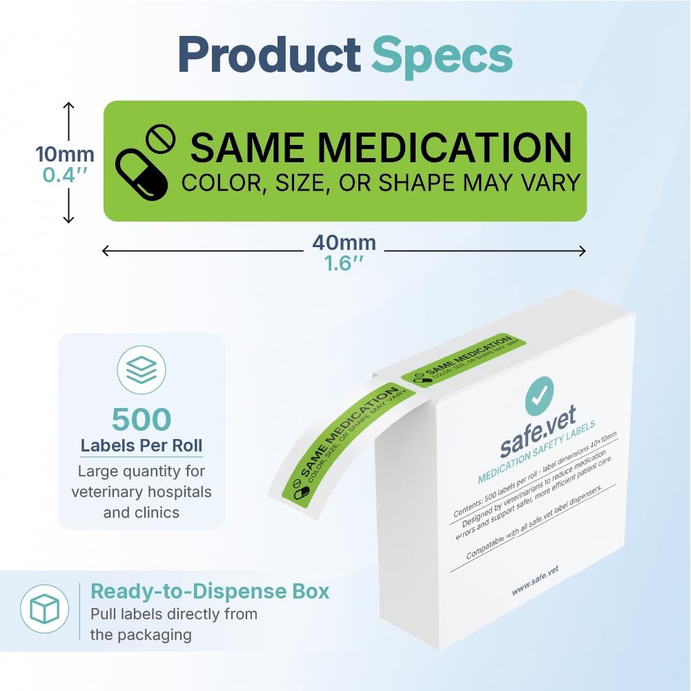 Dispensed Medication Veterinary Pharmacy Labels | Roll of 500 | Clinical-Grade Color-Coded Stickers for Medication Bottles (Refrigerate)