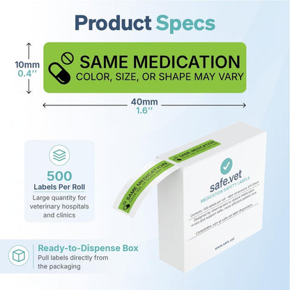Dispensed Medication Veterinary Pharmacy Labels | Roll of 500 | Clinical-Grade Color-Coded Stickers for Medication Bottles (Refrigerate)
