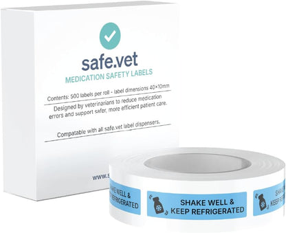 Dispensed Medication Veterinary Pharmacy Labels | Roll of 500 | Clinical-Grade Color-Coded Stickers for Medication Bottles (Refrigerate)