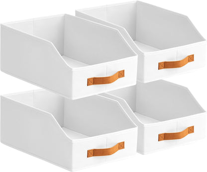 Homsorout Fabric Storage Bins for Organizing - Large Trapezoid Collapsible Storage Bins with Front Handle, Closet Organizers and Storage for Bedroom, Home Shelves, Small Spaces, Beige