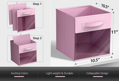 Sorbus Fabric Storage Cubes - 6 Foldable Storage Bins for Organizing Pantry, Cubbies, Toy Box - Clothes Storage & Closet Organizer - 13 Inch Collapsible Cube Baskets for Shelves with Handle