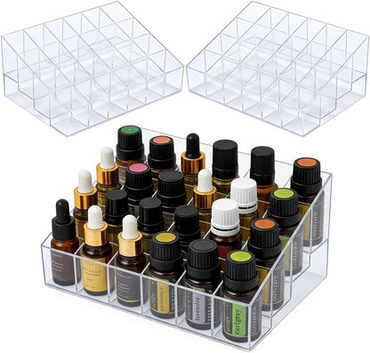 24Slots Essential Oil Holder，Plastics Essential Oil Storage,for Bottles Perfumes and Nail Polish Shelf，Essential Oil Organizer,Makeup Storage Rack