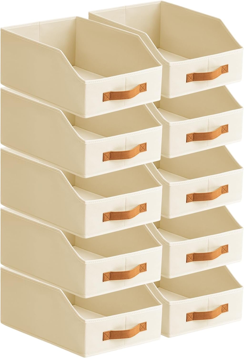 Homsorout Fabric Storage Bins for Organizing - Large Trapezoid Collapsible Storage Bins with Front Handle, Closet Organizers and Storage for Bedroom, Home Shelves, Small Spaces, Beige