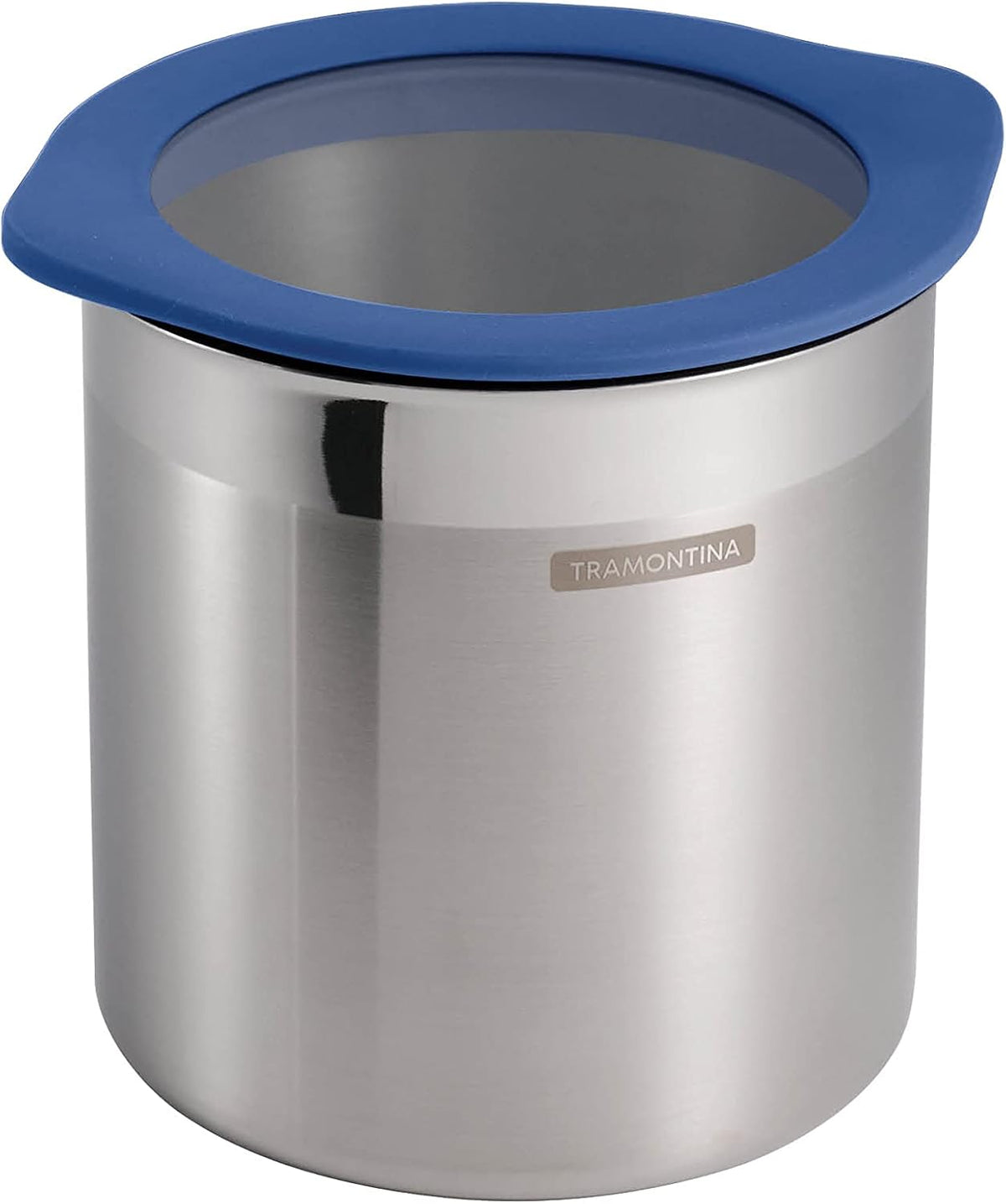 Tramontina 4-Piece Food Storage Containers with Silicone Lids, Stainless Steel Reusable Canister Set, Kitchen Pantry Organizer for Oats, Flour, Cereal, Sugar, Snacks (Blue)
