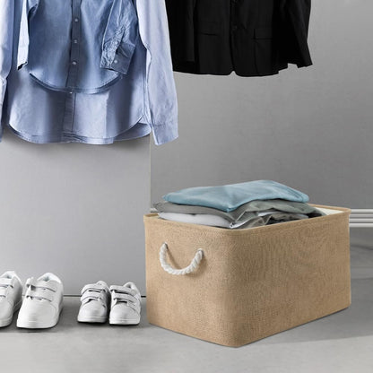 Fabric Storage Bins 12x8x5 inch [6-Pack] with Rope Handles - Decorative Baskets for Organizing